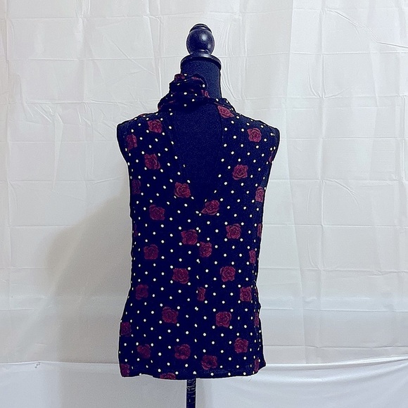 Three Dots Sleeveless Mock Neck Floral Polka Dot Top Size S - Picture 5 of 8